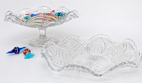 Vintage pressed glass serving - vintage,