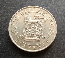 1914 Silver Sixpence - King