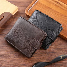 Mens RFID Blocking Genuine Leather wallet , Men Wallet with Snap Button