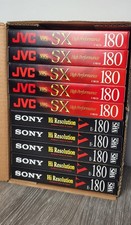 Sony E-180 VHS Video Cassette Tape Hi-Resolution 3hrs X5 JVC VHS Tapes X5 New