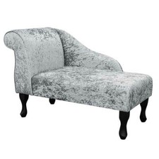 Crushed Silver Velvet Chaise