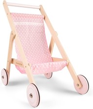 New Classic Toys Wooden Doll Stroller – Classic Toy Pram for Kids – Durable