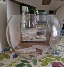 Clear Glass Fish Bowl Vase Centrepiece Bubble Ball Home Wedding 21.5cm x  21.5cm