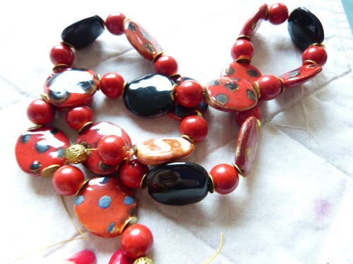 Kazuri ceramic beads pit pat - ceramic, beads,