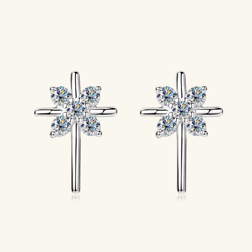 Dazzling moissanite cross stud - dazzling,