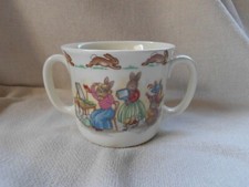 ROYAL DOULTON BUNNYKINS TWO 2 HANDLED LOVING CUP ~ BUNNIES DRESSING UP BUNNY 