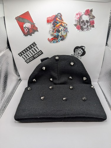 Emo goth style spiked beanie - emo,
