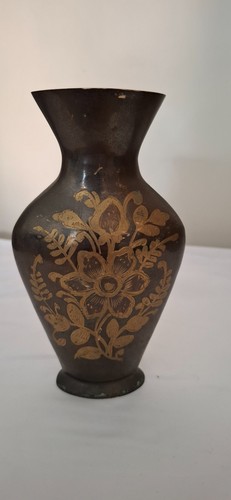 Vintage brass floral etched - brass, /