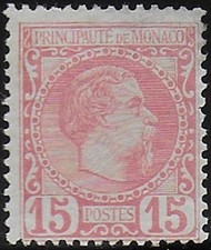 Merry Christmas - 1885 Monaco Charles III 15c. pink 1v. MNH Unified No. 5
