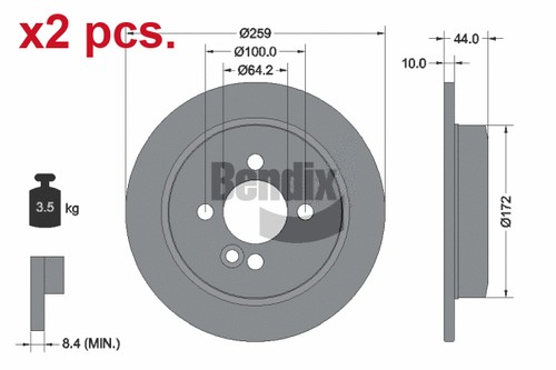 Pcs rear brake disc - rear,