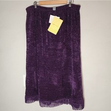 NWT QVC Indigo Moon 2X Purple Soft Tapestry Fringe Hem Pull On Maxi Skirt 