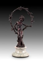 Lady with roses. Metal