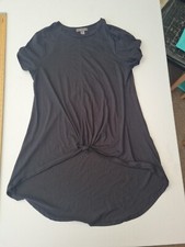 Ladies Long Top Primark Size 18 Short Sleeve Tie Front Black 1467