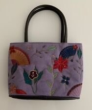 Bueno California Small Faux Suede Appliqué Embroidered Handbag Mauve Excellent 