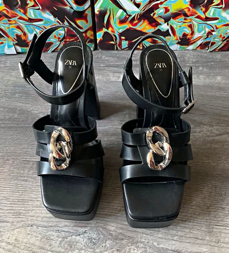 Zara women black leather - zara,
