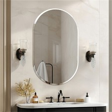 LUVODI 80/100/120cm Frameless Oval Wall Mirror Bathroom Mirror Beveled Polished