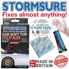 Black Soft Top Car Roof Convertible Repair Kit Includes Glue & Patches Stormsure