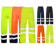 HI VIS OVER TROUSERS  VISIBILITY VIZ REFLECTIVE SAFETY WORKWEAR WATERPROOF PANTS