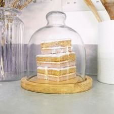 Glass Cake Dome with Wooden