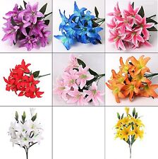Best Artificial 45cm Stargazer Lillies 10 Head Flower Spray Bunch lily decor new