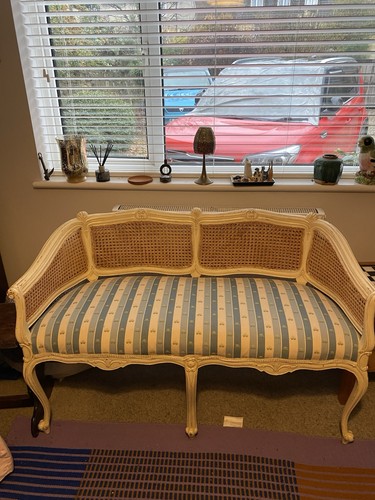 Small cane upholstered sofa - upholstered,
