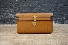 Antique Tin Steamer Trunk / Chest in Original Painted finish with Brass Lock