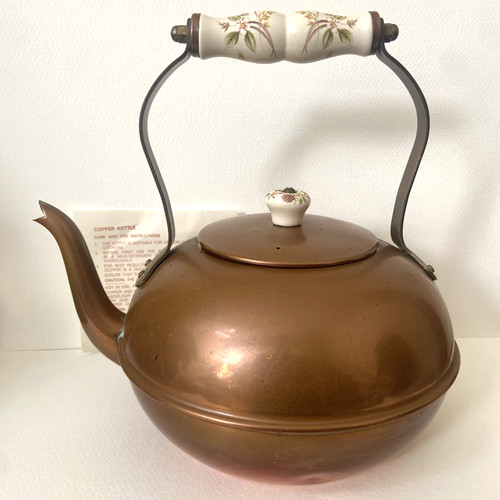 Vintage round copper kettle - vintage,