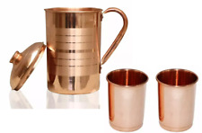 Pure Copper Water Jug Pitcher 1.5 L & 2 Tumbler 300 ml Storage Water