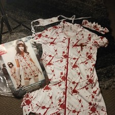 Halloween Ladies Zombie Nurse Fancy Dress Costume Size 12-14