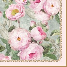 20 Napkins Roses in Bloom Pink