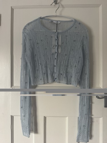 Zara baby blue beaded sheer - zara,