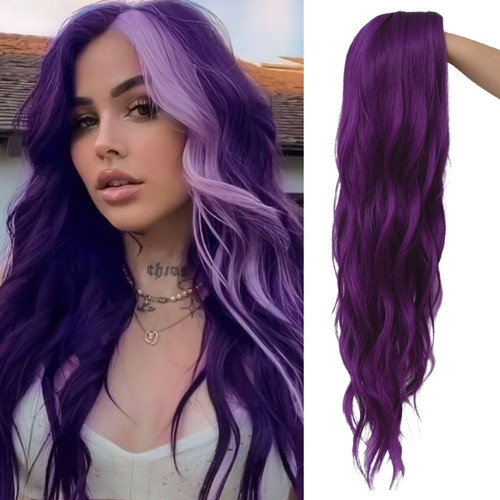 Purple long curly - long, wavy