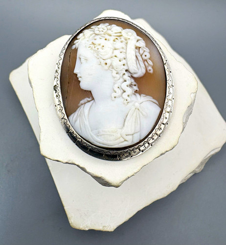 Antique silver carved - antique, shell