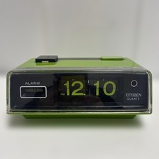 CITIZEN Flip Clock Quartz Green Vintage 1970s Retro Table Clock Japan Working