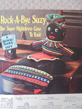 Vintage Toy Knitting Pattern : Childs Night Dress Case Gift Black African Lady