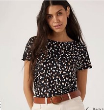 Kim & Co Printed Brazil Jersey Short Dolman Sleeve Hi-Low Top Size Large BNWT 