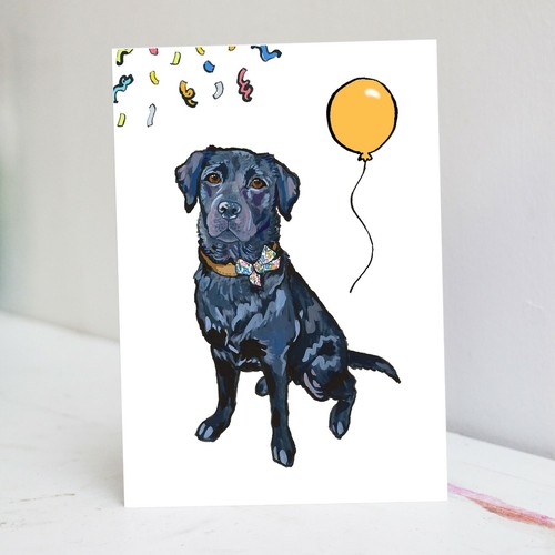 Black labrador birthday card - labrador,