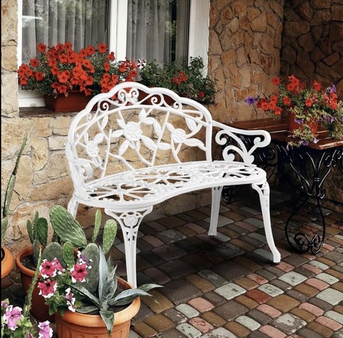 Cast aluminium garden bench - aluminium,