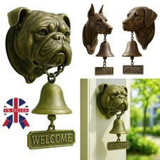Welcome Doorbell Dog Head Shape Decoration Hanging Bell Retro Metal Vintage Door