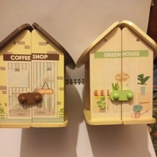 Little Town Wooden Play Set Coffee Shop + Little Town Wooden Play Greenhouse 