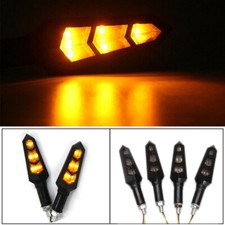 4X Motorcycle 12 LED Turn Signal Indicators Motorbike Flowing Water Amber Light