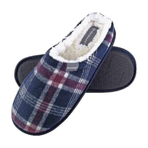 Mens fleece lined mule checked - mule,