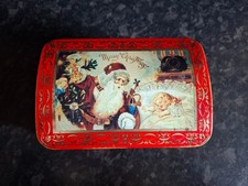Vintage Father Christmas Santa Biscuit Toffee Sweet Tea Tin Box