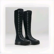 New Converse Chuck Taylor All Black Star Knee High Sneakers Womens 10.5 Mens 8.5