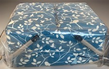 Large Brand New Double Handled Sewing Box With Blue & White Bird Design 