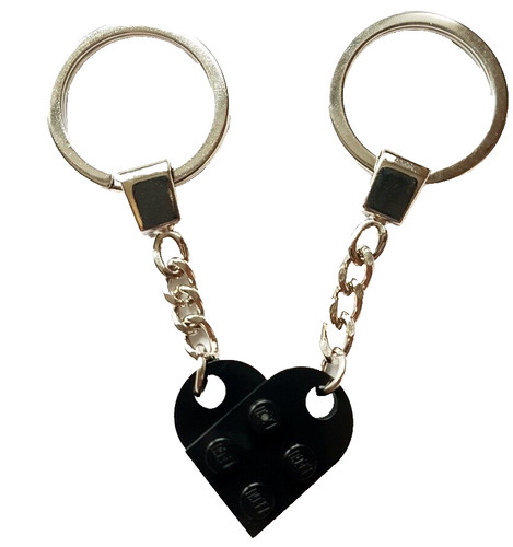 Lego black love heart keychain - black,