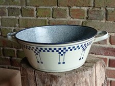 ANTIQUE VINTAGE FRENCH ENAMEL LARGE BOWL  CHAMPAGNE ICE BUCKET BATH ENAMELWARE