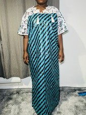 African Handmade Kampala with Lace African Elegance Dress for Women Free Size