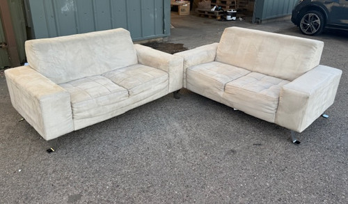 Cream two seater fabric sofa - cream,
