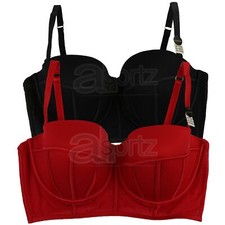 Ladies Girls ex New Look Longline Bustier Balcony Strapless Bra Red or Black